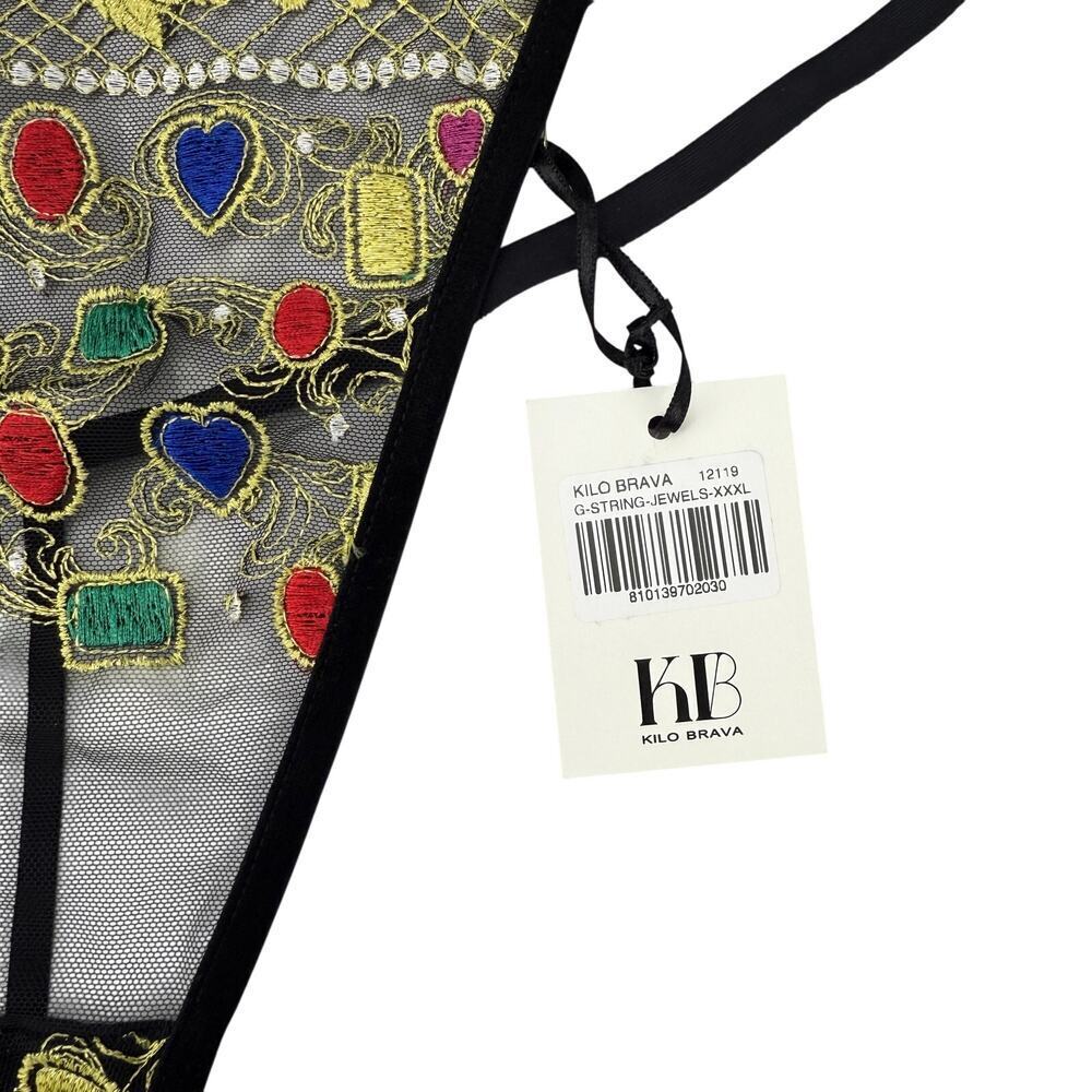 NWT KILO BRAVA Jewels & Pearls Embroidered G-String Sz XXXL - Picture 3 of 7